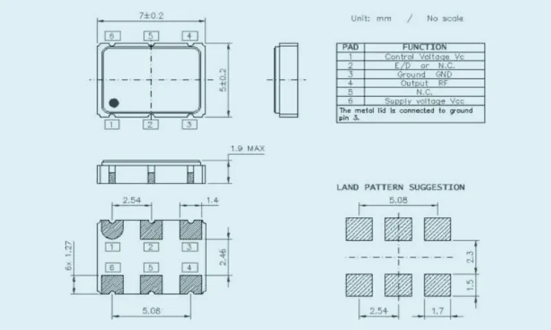 เครื่องสะท้อนกลับคริสตัลควอตซ์ VCXO 5.0&times;3.2