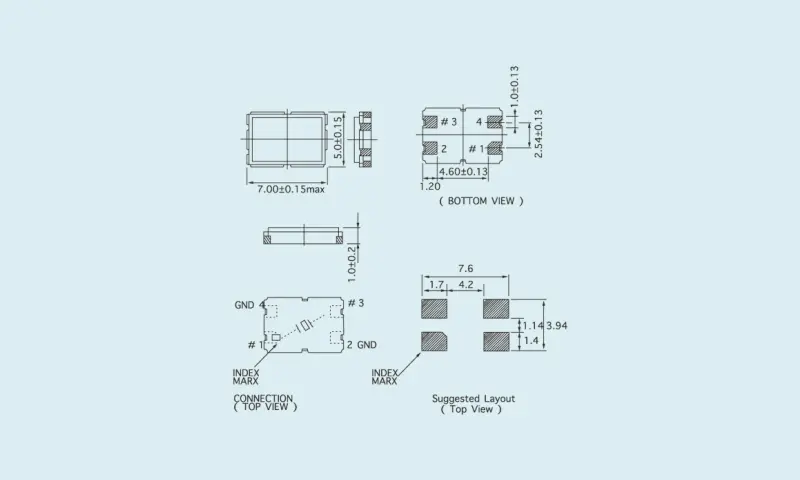เครื่องสะท้อนเสียงคริสตัลควอตซ์ SMD 7.0&times;5.0