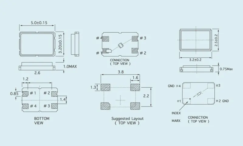 เครื่องสะท้อนเสียงคริสตัลควอตซ์ SMD 3.2*2.5